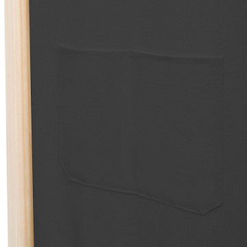 Paravan cameră, 6 panouri, gri, 240x170 x4 cm, material textil - Img 5