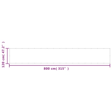 Paravan de balcon, alb, 120x800 cm, 100% poliester oxford - Img 5