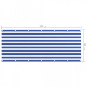 Paravan de balcon, alb și albastru, 120x300 cm, țesătură oxford - Img 5