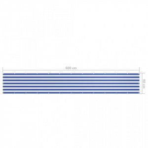 Paravan de balcon, alb și albastru, 90x600 cm, țesătură oxford - Img 5