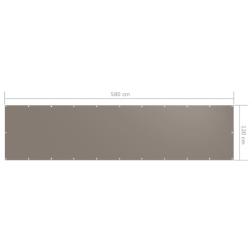 Paravan de balcon, gri taupe, 120x500 cm, țesătură oxford - Img 5