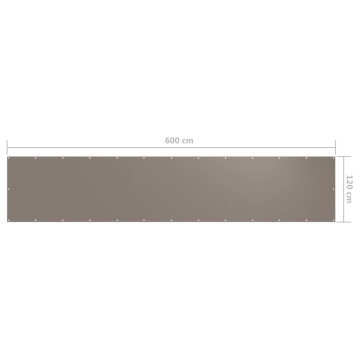 Paravan de balcon, gri taupe, 120x600 cm, țesătură oxford - Img 5