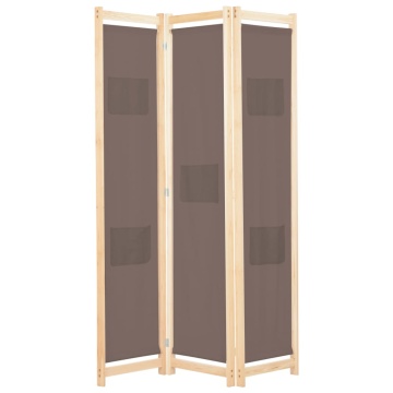 Paravan de cameră cu 3 panouri, maro, 120x170x4 cm, textil - Img 1