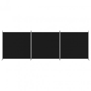 Paravan de cameră cu 3 panouri, negru, 525x180 cm, textil - Img 3