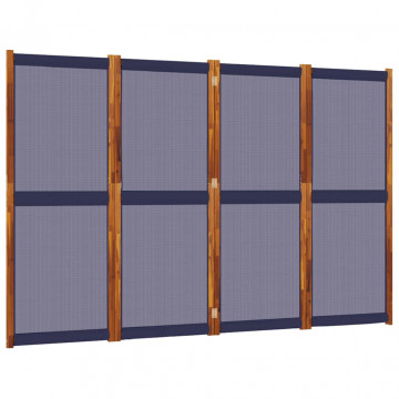 Paravan de cameră cu 4 panouri, albastru închis, 280x180 cm - Img 2