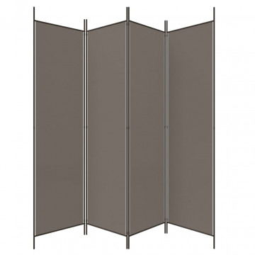 Paravan de cameră cu 4 panouri, antracit, 698x180 cm, textil - Img 8