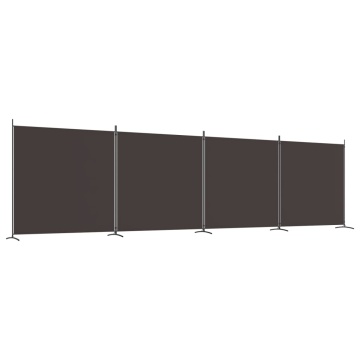 Paravan de cameră cu 4 panouri, maro, 698x180 cm, textil - Img 2
