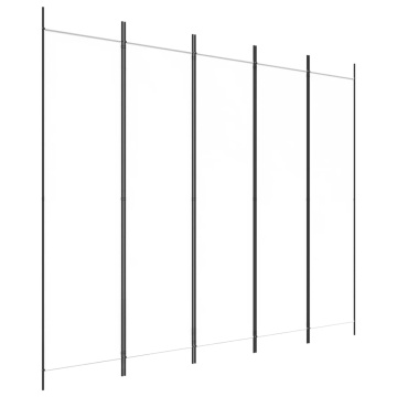 Paravan de cameră cu 5 panouri, alb, 250x200 cm, textil - Img 2