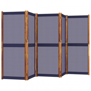 Paravan de cameră cu 5 panouri, albastru închis, 350x180 cm - Img 3