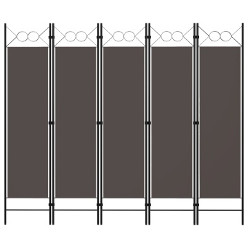 Paravan de cameră cu 5 panouri, antracit, 200 x 180 cm - Img 1