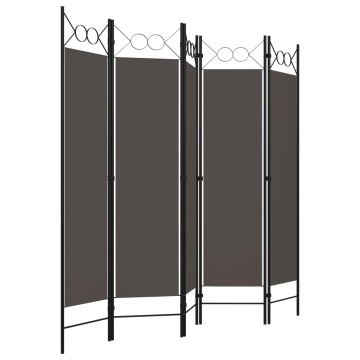 Paravan de cameră cu 5 panouri, antracit, 200 x 180 cm - Img 3