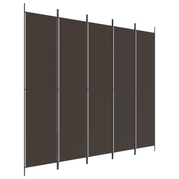 Paravan de cameră cu 5 panouri maro 250x220 cm material textil - Img 2