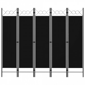 Paravan de cameră cu 5 panouri, negru, 200 x 180 cm - Img 1