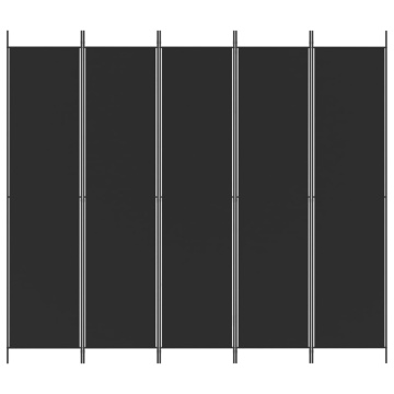 Paravan de cameră cu 5 panouri, negru, 250x220 cm, textil - Img 3