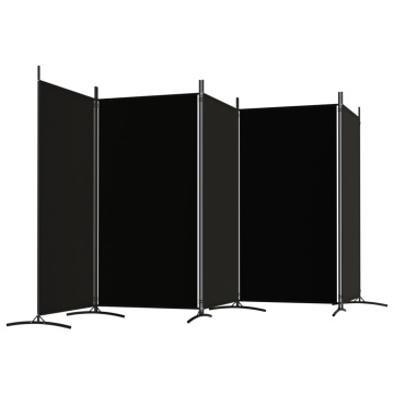 Paravan de cameră cu 5 panouri, negru, 433x180 cm, textil - Img 8