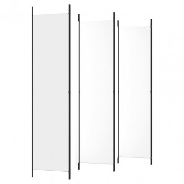 Paravan de cameră cu 6 panouri, alb, 300x220 cm, textil - Img 8