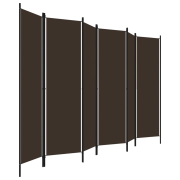 Paravan de cameră cu 6 panouri, maro, 300 x 180 cm - Img 3
