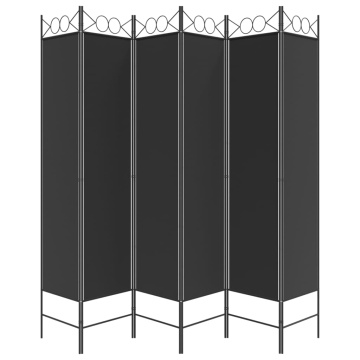 Paravan de cameră cu 6 panouri, negru, 240x200 cm, textil - Img 4