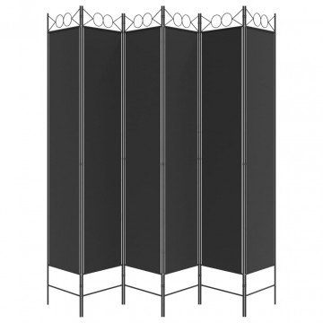 Paravan de cameră cu 6 panouri, negru, 240x220 cm, textil - Img 4
