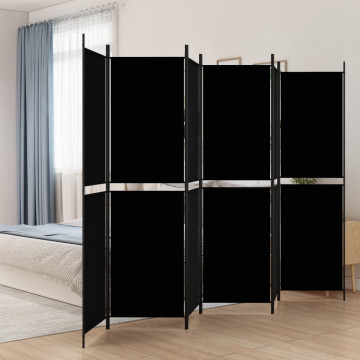 Paravan de cameră cu 6 panouri, negru, 300x200 cm, textil - Img 1