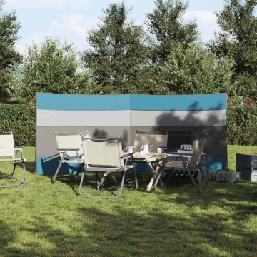 Paravan de camping, albastru, 340x130 cm, impermeabil - Img 3