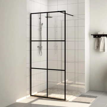 Paravan de duș walk-in negru 115x195 cm sticlă ESG transparentă - Img 1