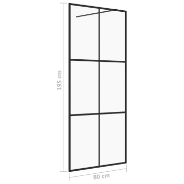 Paravan de duș walk-in negru 80x195 cm sticlă ESG transparentă - Img 5