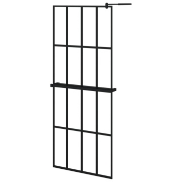 Paravan duș walk-in cu raft negru 80x195 cm sticlă ESG/aluminiu - Img 2