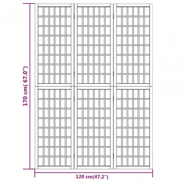 Paravan pliabil de cameră 3 panouri alb 120x170 cm stil japonez - Img 5