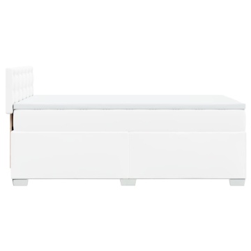 Pat box spring cu saltea, alb, 90x200 cm, piele ecologică - Img 8