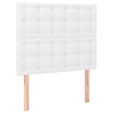 Pat box spring cu saltea, alb, 90x200 cm, piele ecologică - Img 5