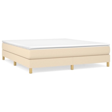Pat box spring cu saltea, crem, 160x200 cm, material textil - Img 2
