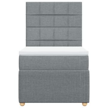 Pat box spring cu saltea, gri deschis, 100x200 cm, textil - Img 4