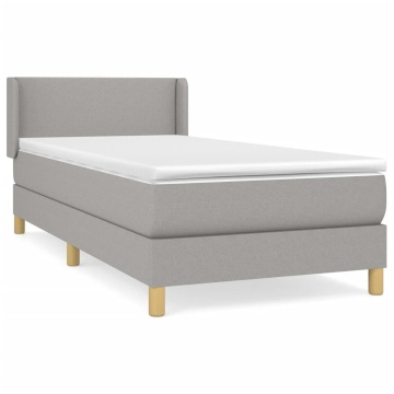 Pat box spring cu saltea, gri deschis, 100x200 cm, textil - Img 2