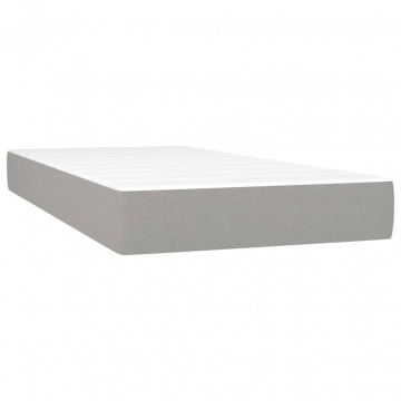 Pat box spring cu saltea, gri deschis, 100x200 cm, textil - Img 7