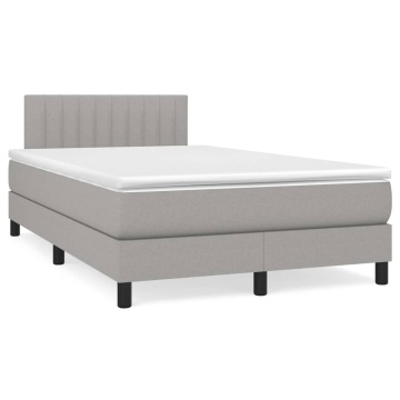 Pat box spring cu saltea, gri deschis, 120x200 cm, textil - Img 2