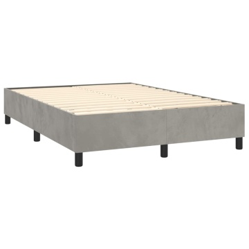 Pat box spring cu saltea, gri deschis, 140x190 cm, catifea - Img 4