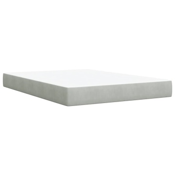 Pat box spring cu saltea, gri deschis, 160x200 cm, catifea - Img 5