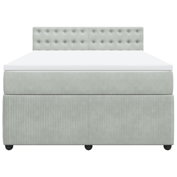Pat box spring cu saltea, gri deschis, 160x200 cm, catifea - Img 4