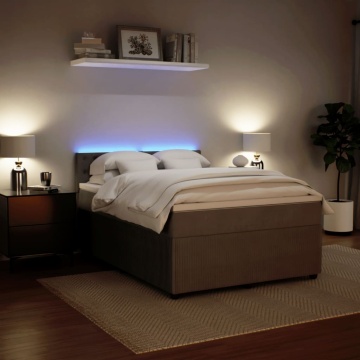 Pat box spring cu saltea, gri deschis, 160x200 cm, catifea - Img 8