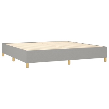 Pat box spring cu saltea, gri deschis, 200x200 cm, textil - Img 4
