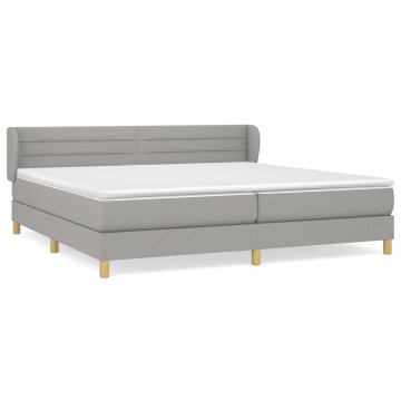 Pat box spring cu saltea, gri deschis, 200x200 cm, textil - Img 2