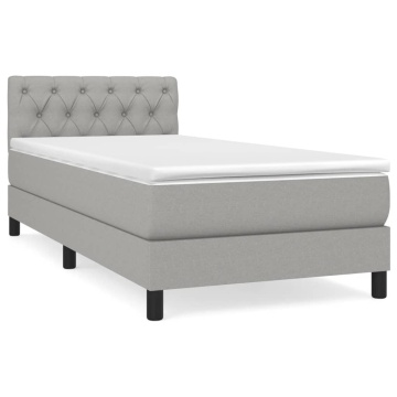 Pat box spring cu saltea, gri deschis, 80x200 cm, textil - Img 2
