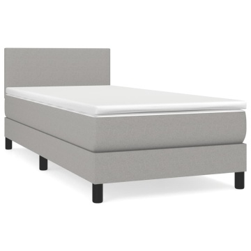 Pat box spring cu saltea, gri deschis, 80x200 cm, textil - Img 2