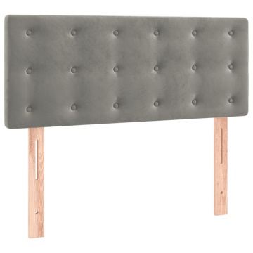Pat box spring cu saltea, gri deschis, 90x190 cm, catifea - Img 5