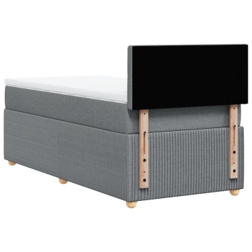 Pat box spring cu saltea, gri deschis, 90x190 cm, textil - Img 7
