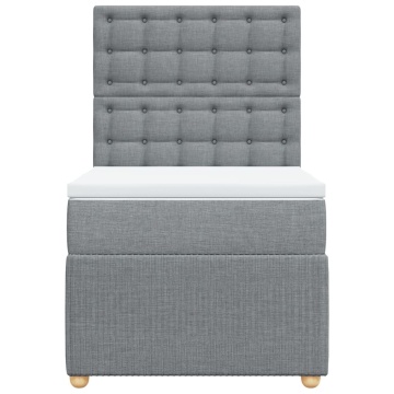 Pat box spring cu saltea, gri deschis, 90x190 cm, textil - Img 4