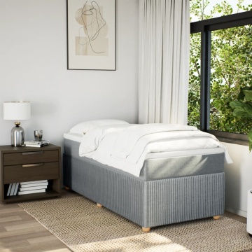 Pat box spring cu saltea, gri deschis, 90x190 cm, textil - Img 3