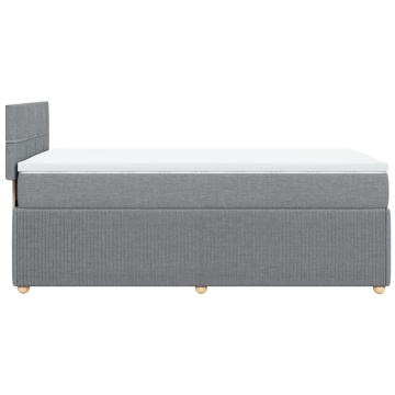 Pat box spring cu saltea, gri deschis, 90x190 cm, textil - Img 6