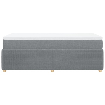 Pat box spring cu saltea, gri deschis, 90x190 cm, textil - Img 8
